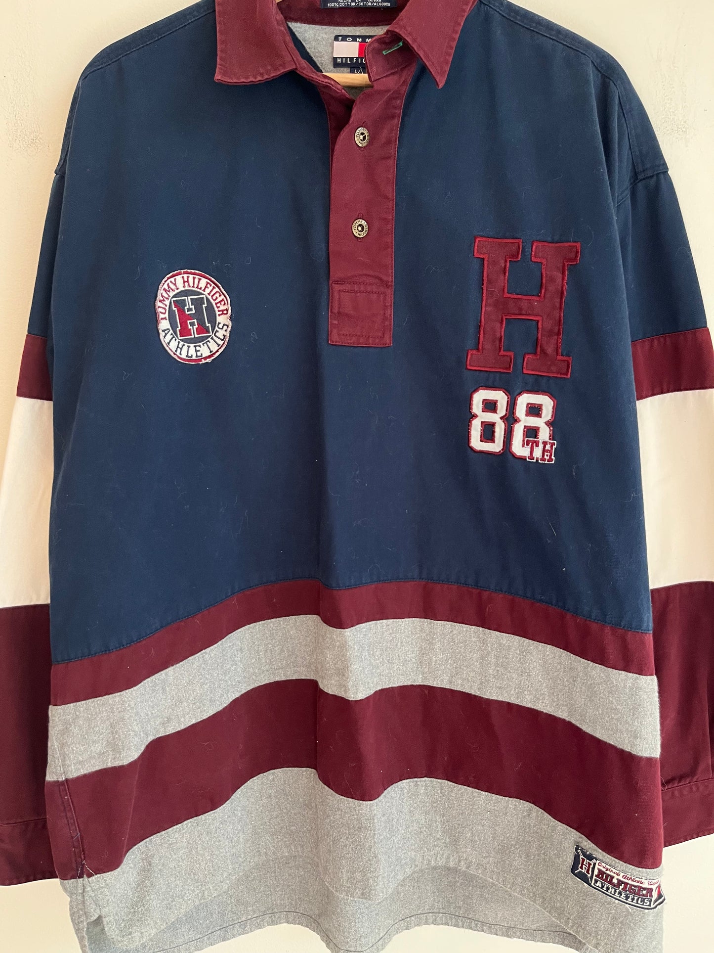 90s Tommy Hilfiger 88th Lacrosse Rugby Long Sleeve Shirt (L)