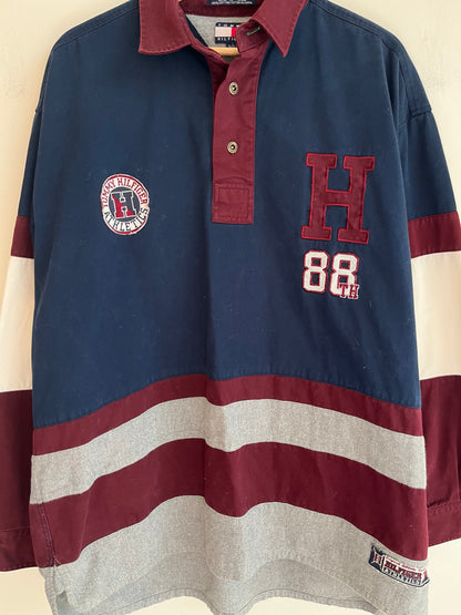 90s Tommy Hilfiger 88th Lacrosse Rugby Long Sleeve Shirt (L)