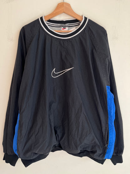 90s Nike Center Swoosh Black & Blue Windbreaker (XL)