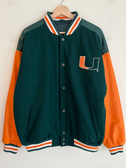 90s University of Miami Hurricanes Steve & Barry's Letterman Jacket (L)