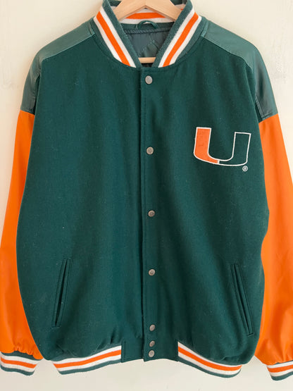90s University of Miami Hurricanes Steve & Barry's Letterman Jacket (L)