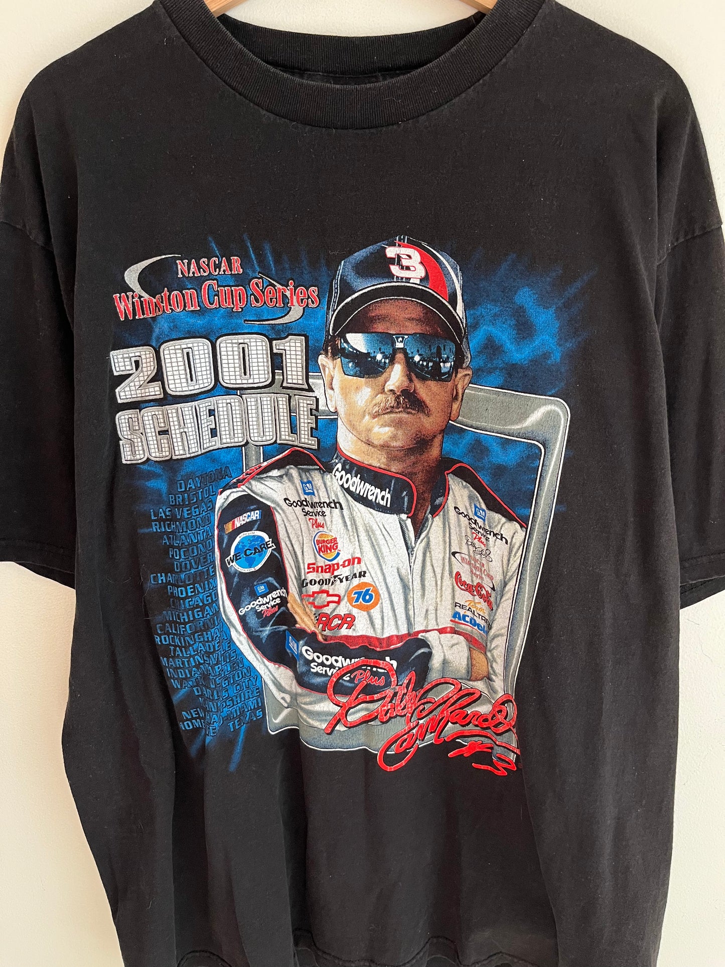 2001 Dale Earnhardt Nascar Winston Cup Series Schedule Tee (XL)