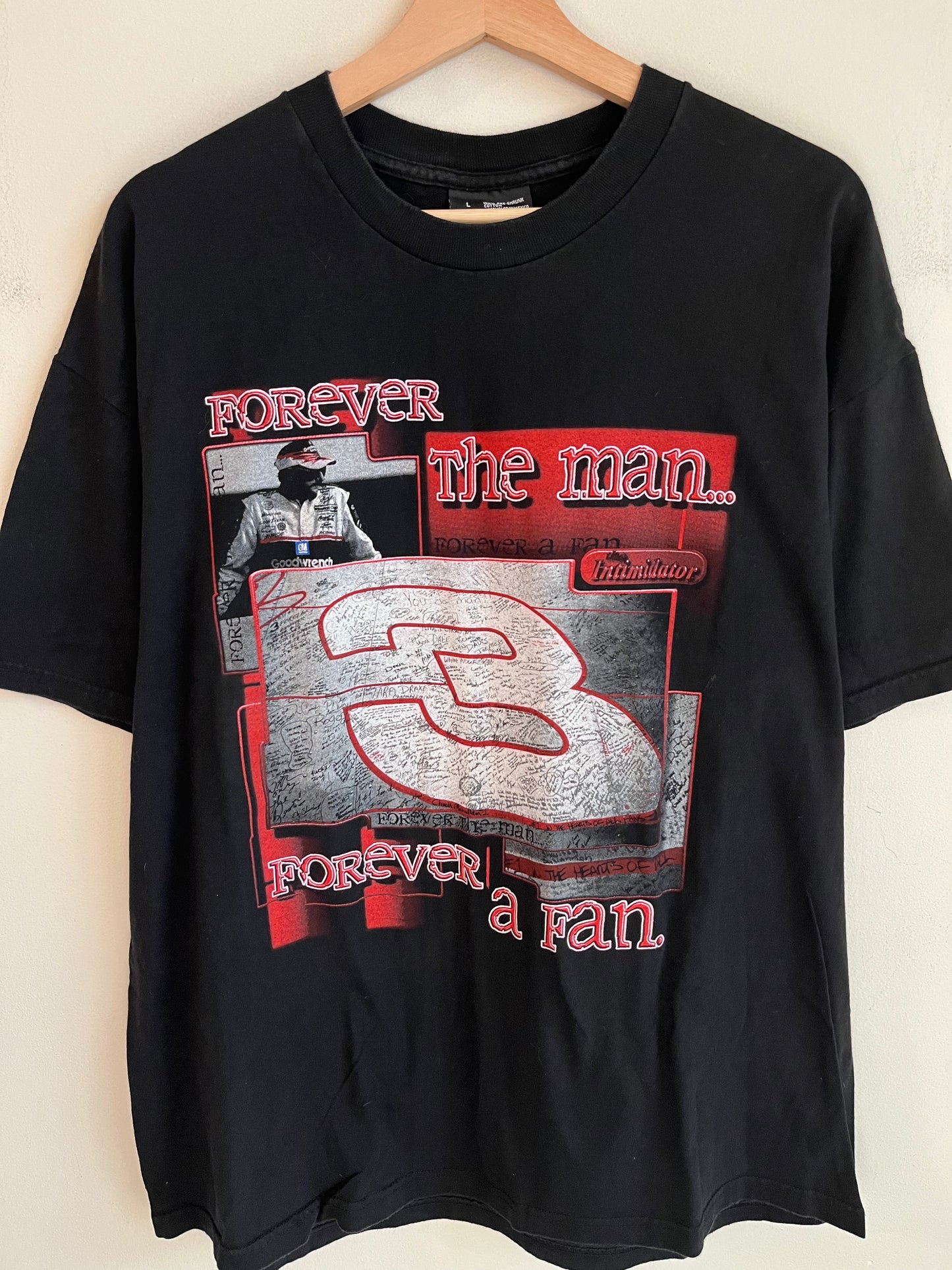 00s Dale Earnhardt Nascar "Forever The Man..." Black Tee (L)