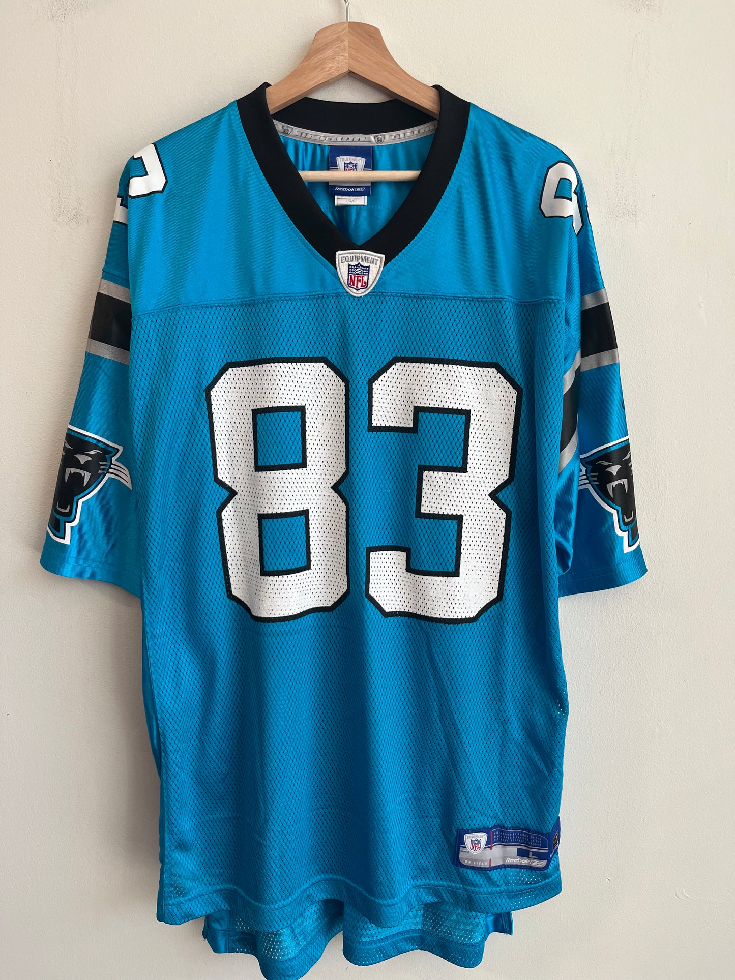 00s Carolina Panthers Keary Colbert Reebok Electric Blue Jersey (L)