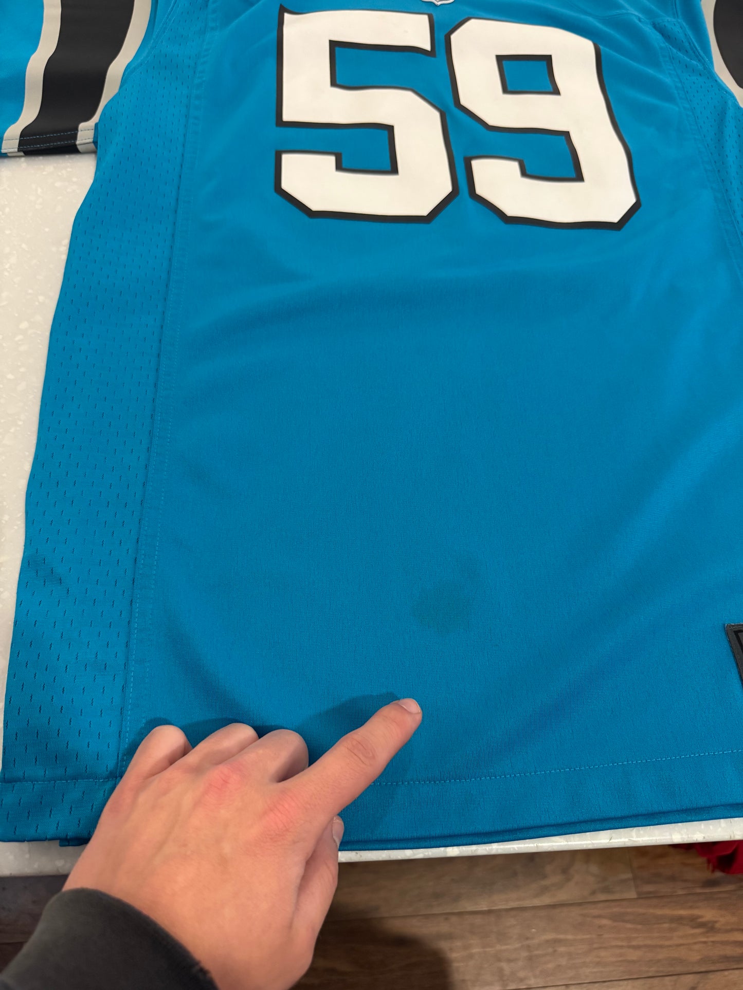 2016 Luke Kuechly Electric Blue Nike Jersey (L)
