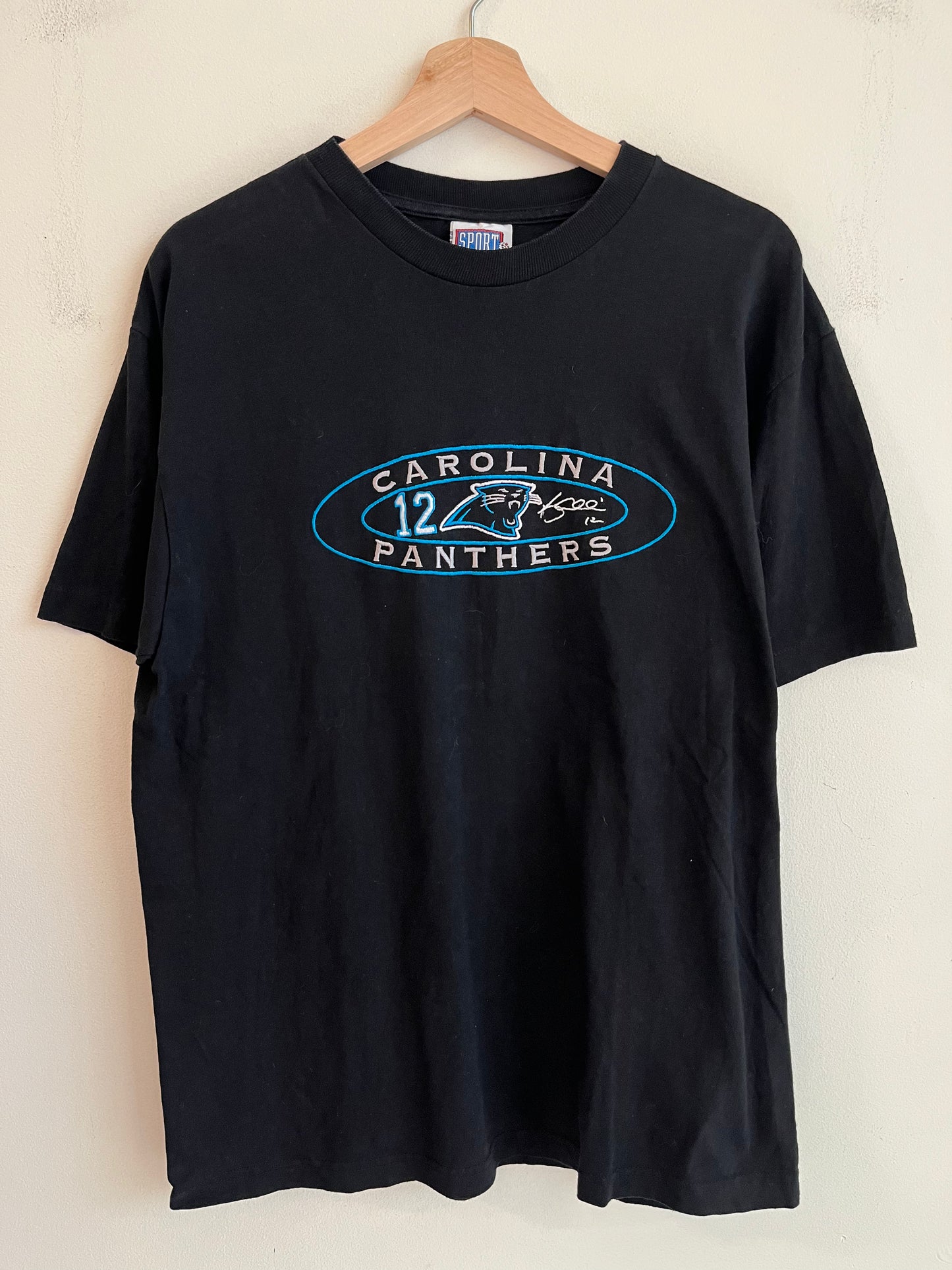 90s Carolina Panthers Embroidered Kerry Collins #12 Tee (L)