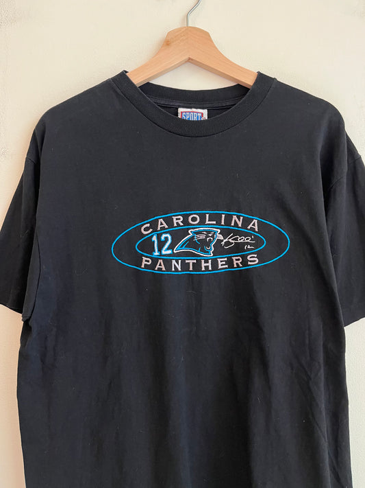 90s Carolina Panthers Embroidered Kerry Collins #12 Tee (L)