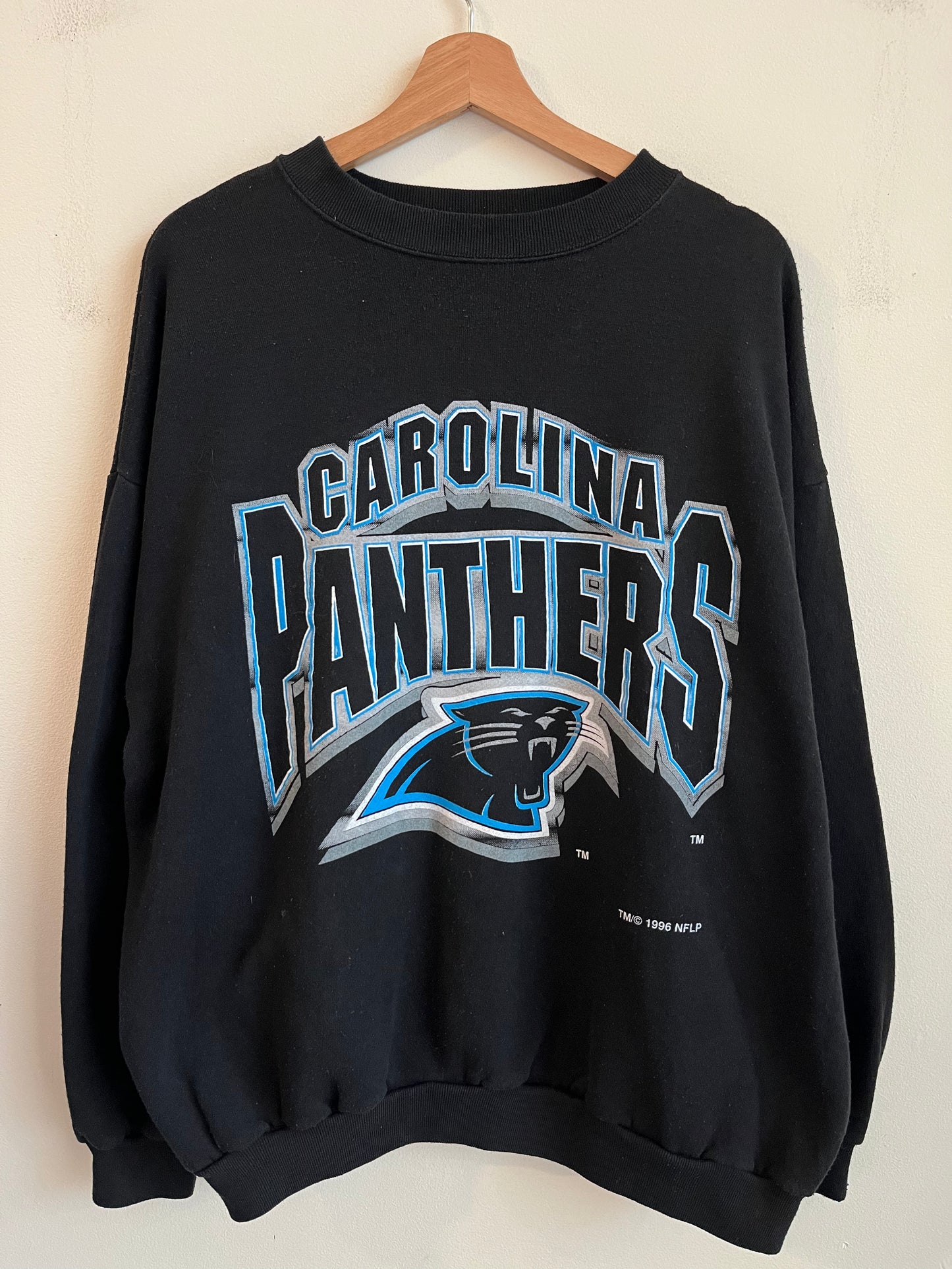 1996 Carolina Panthers Logo 7 Big Spell Out Crewneck (OS)