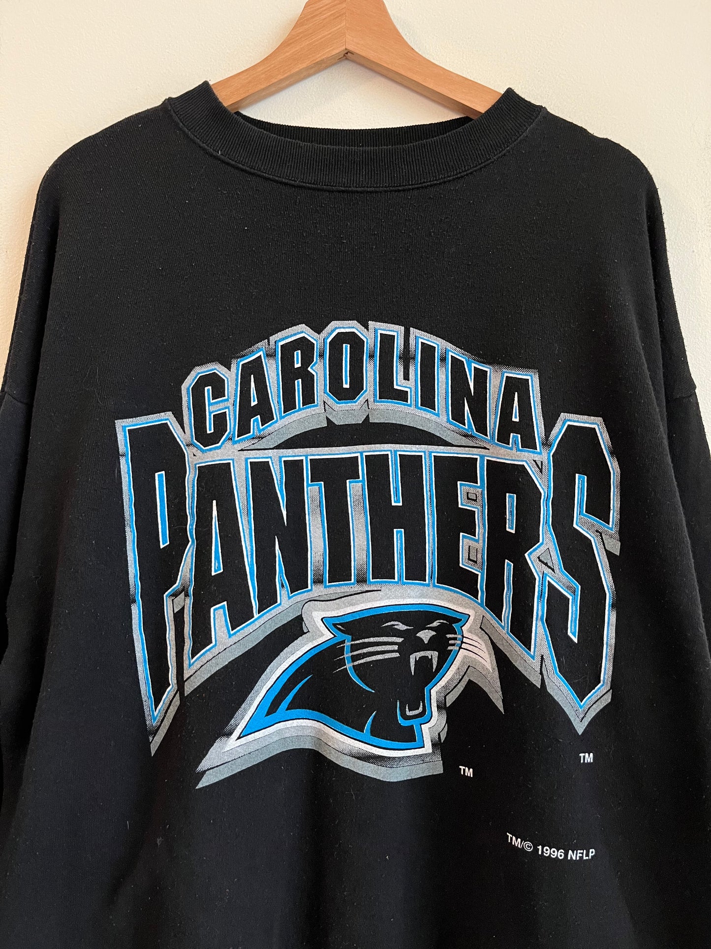 1996 Carolina Panthers Logo 7 Big Spell Out Crewneck (OS)