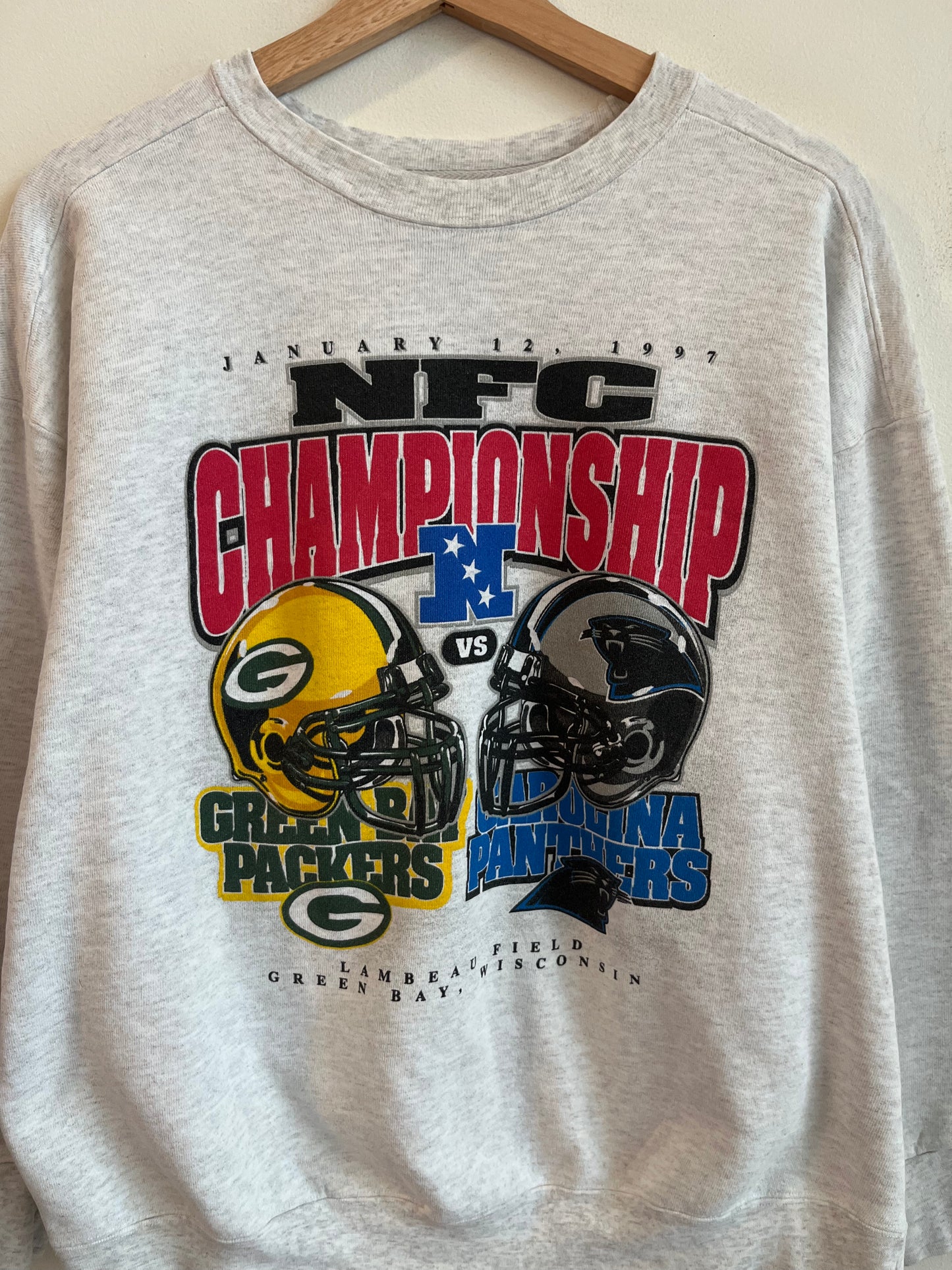 1997 Carolina Panthers Vs. Green Bay Packers Starter NFC Championship Matchup Crewneck (L)