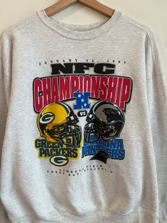 1997 Carolina Panthers Vs. Green Bay Packers Starter NFC Championship Matchup Crewneck (L)