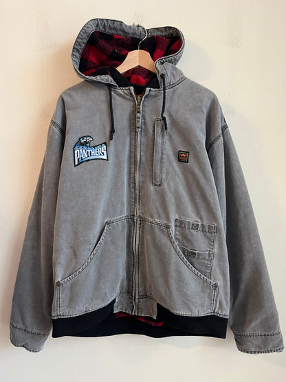 00s Carolina Panthers Flannel Lined Faded Custom Walls Jacket (XL)