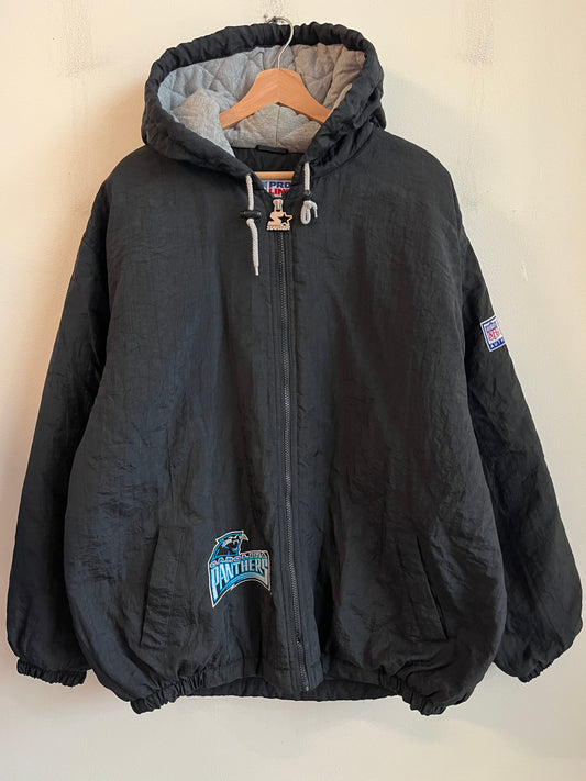 90s Carolina Panthers Starter Pro Line Puffer Jacket (L) (Zipper Flaw)
