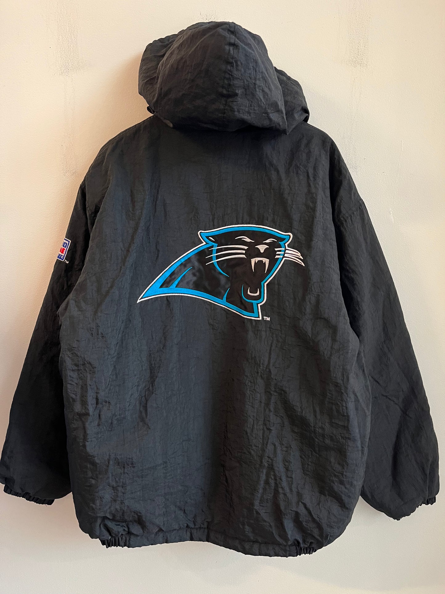 90s Carolina Panthers Starter Pro Line Puffer Jacket (L) (Zipper Flaw)