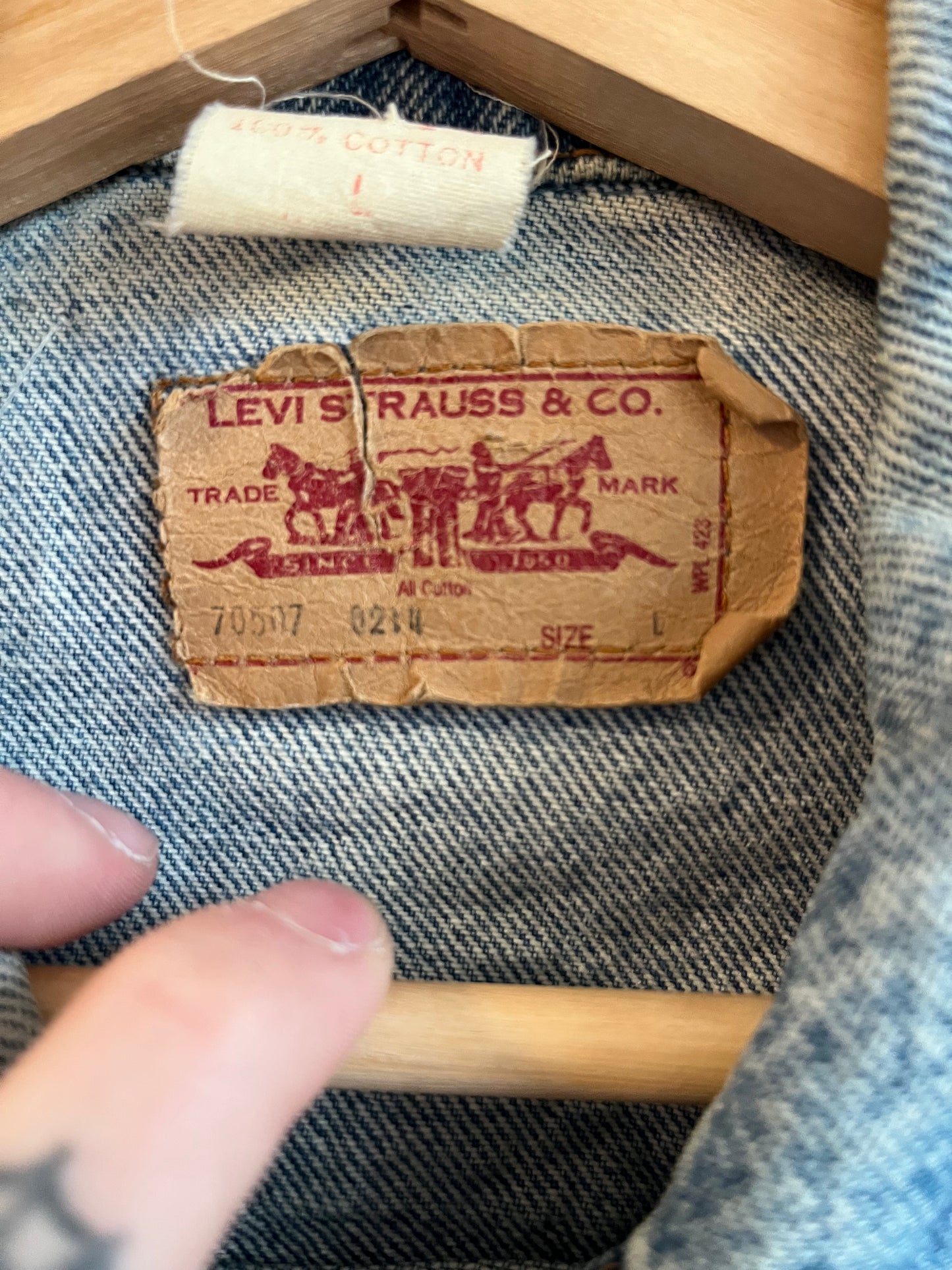 90s Carolina Panthers Light Washed Custom Levi Jacket (L)
