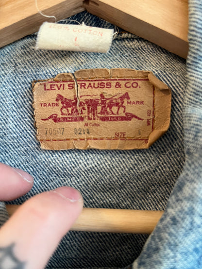 90s Carolina Panthers Light Washed Custom Levi Jacket (L)