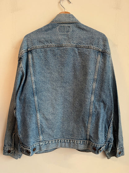 90s Carolina Panthers Light Washed Custom Levi Jacket (L)