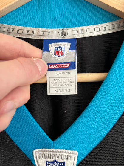 00s Carolina Panthers Julius Peppers Cracked Reebok Jersey (XL)