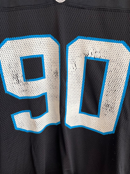 00s Carolina Panthers Julius Peppers Cracked Reebok Jersey (XL)