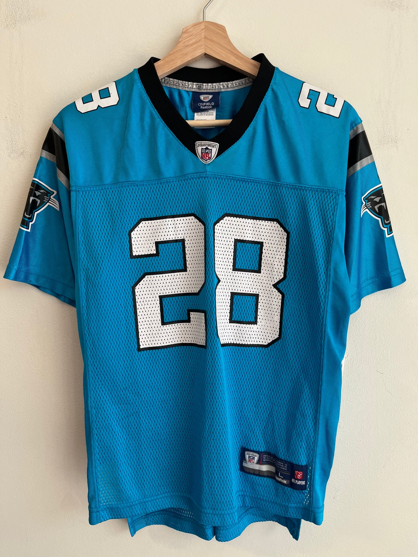 00s Carolina Panthers Jonathan Stewart Blue Reebok Jersey (Youth L)