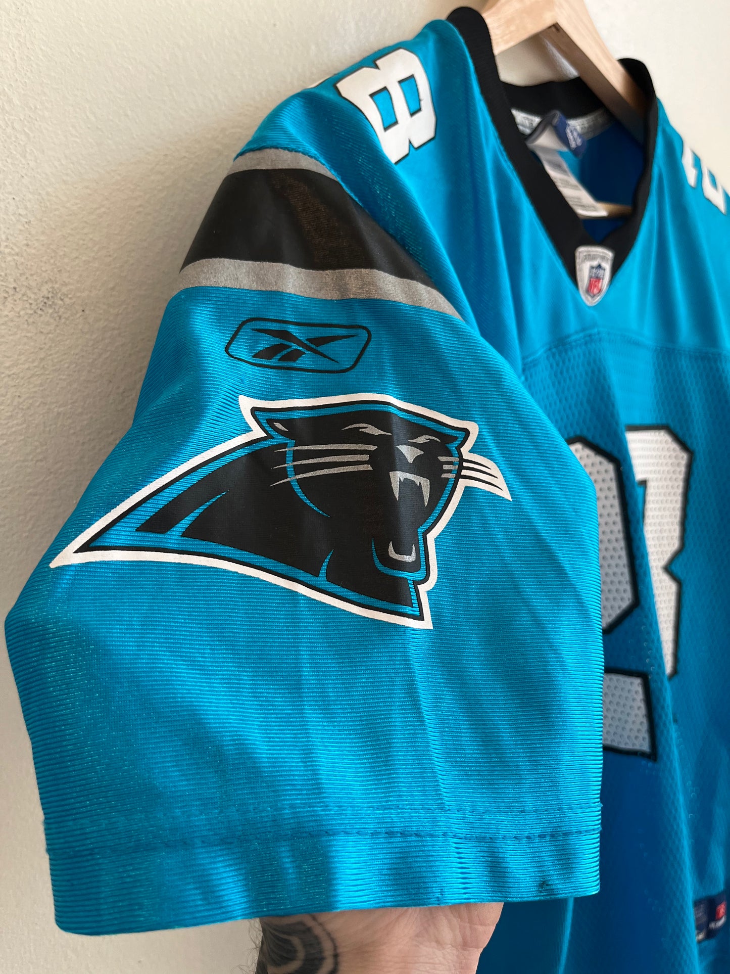 00s Carolina Panthers Jonathan Stewart Blue Reebok Jersey (Youth L)