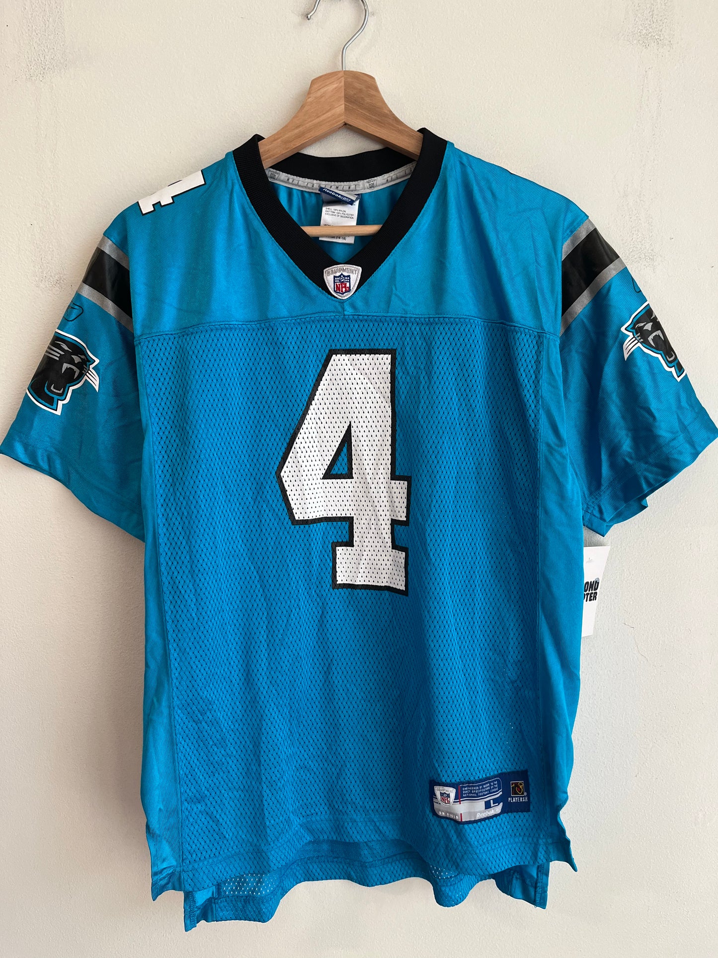 00s Carolina Panthers John Kasay Blue Reebok Jersey (Youth L)