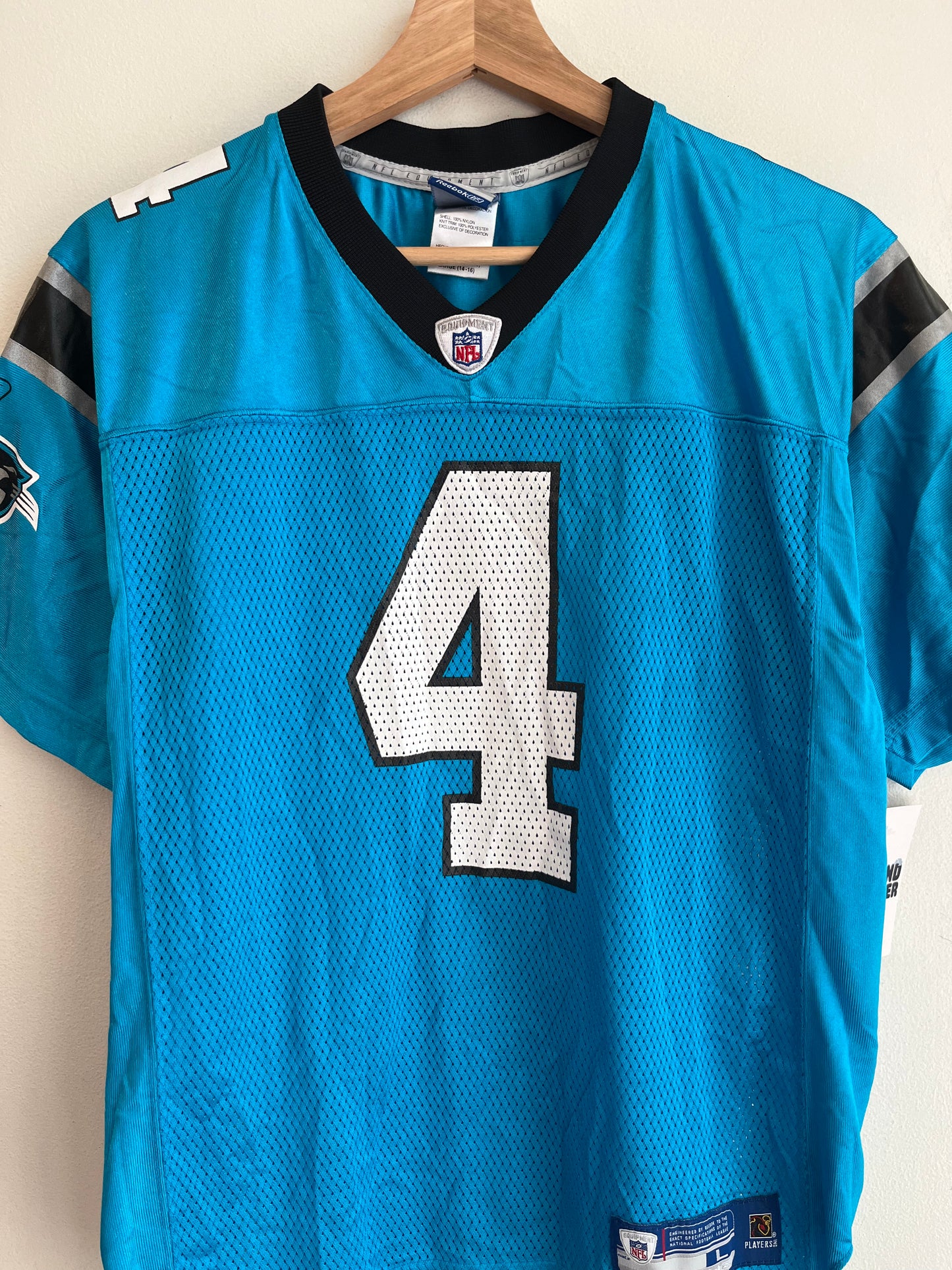 00s Carolina Panthers John Kasay Blue Reebok Jersey (Youth L)