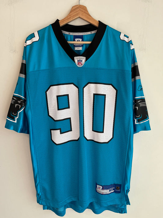 00s Carolina Panthers Julius Peppers Blue Reebok Jersey (M)