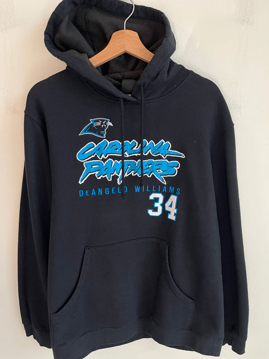 00s Carolina Panthers DeAngelo Williams #34 Embroidered Cat Scracth Hoodie (M)