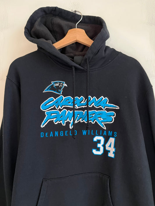 00s Carolina Panthers DeAngelo Williams #34 Embroidered Cat Scracth Hoodie (M)