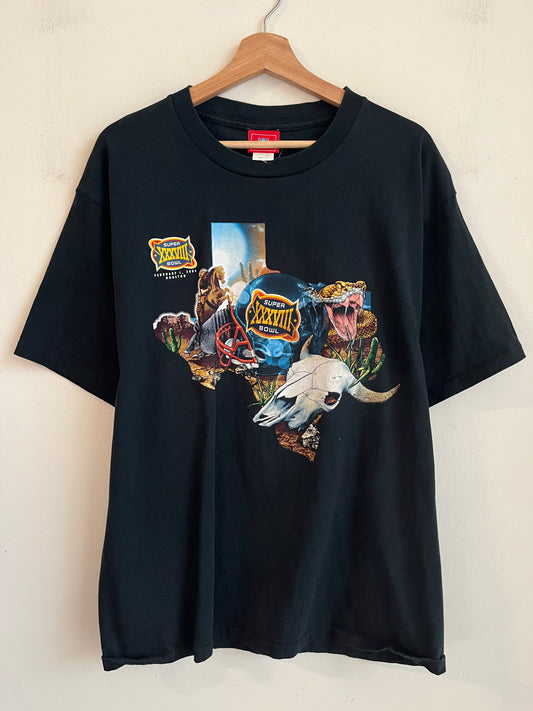 2003 Carolina Panthers vs New England Patriots Houston Super Bowl Tee (L)