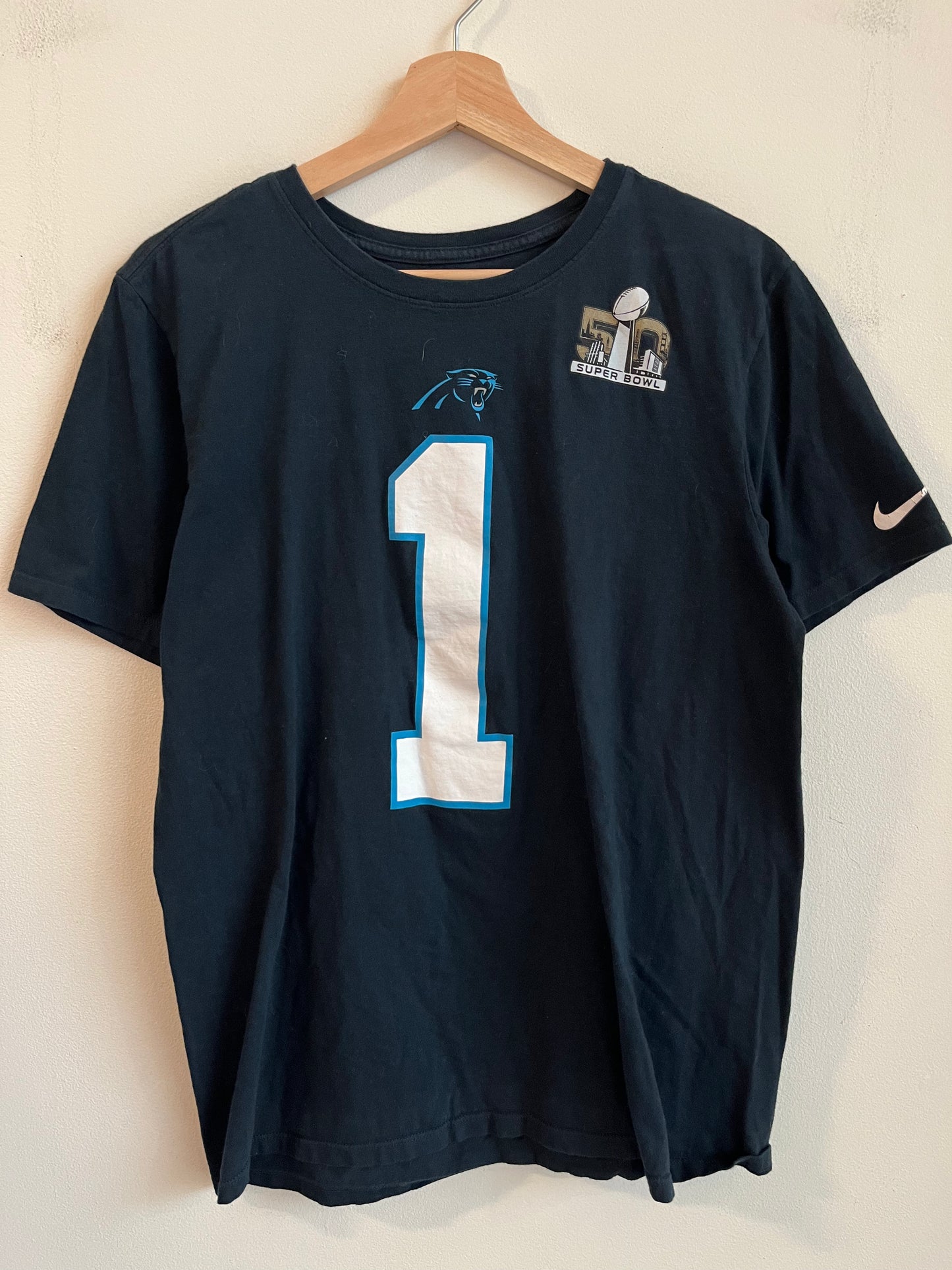 2016 Carolina Panthers Cam Newton Super Bowl 50 Nike Tee (M)