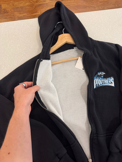 90s Carolina Panthers Waffle Knit Embroidered Patched Hoodie (M)