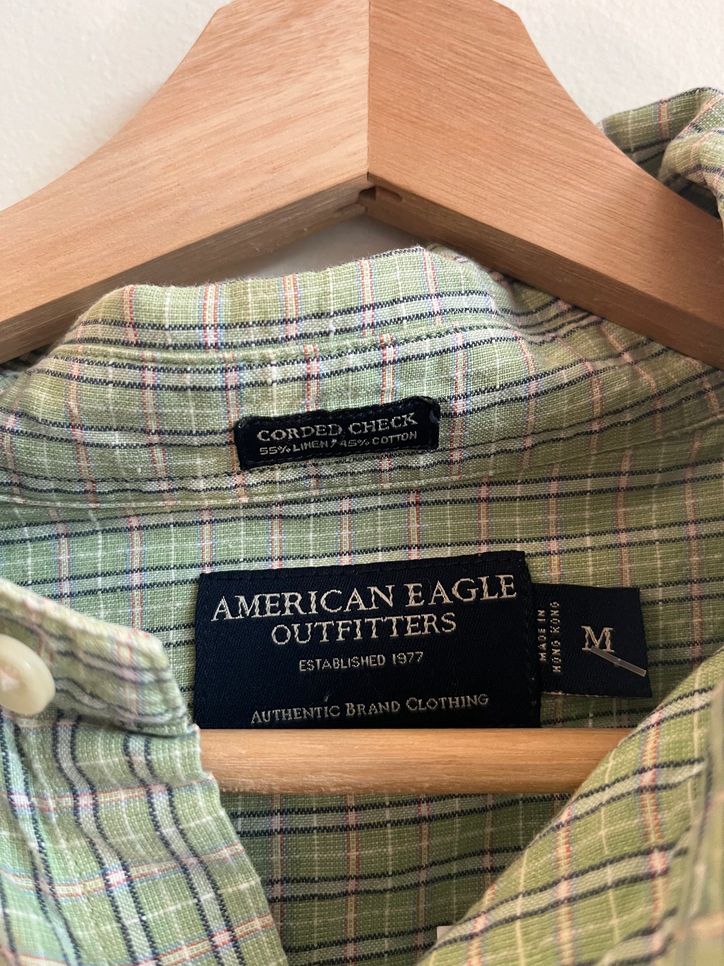 00s American Eagle Green Watermelon Colored Casual Polo Shirt (M)