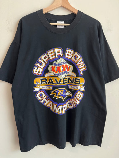 2001 Ravens Super Bowl Black Gildan Tee (XL)