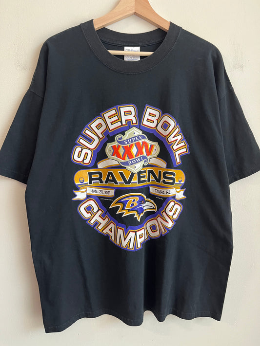 2001 Ravens Super Bowl Black Gildan Tee (XL)
