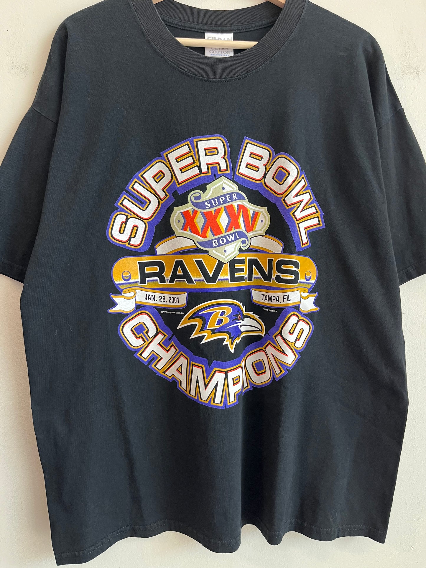 2001 Ravens Super Bowl Black Gildan Tee (XL)