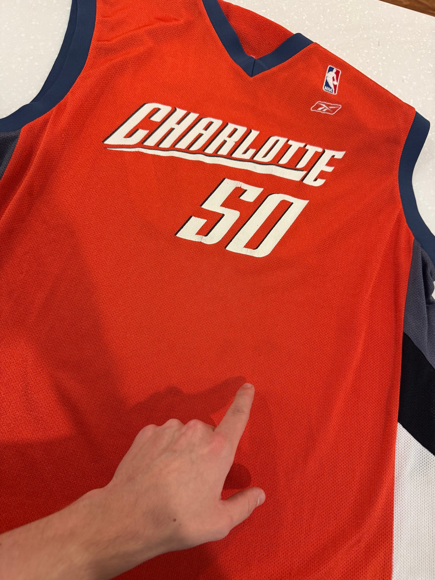 00s Charlotte Bobcats Emeka Okafor Orange Jersey (L)